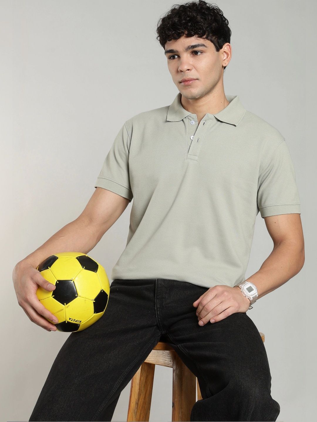 R.Code by The Roadster Life Co. Men Polo Collar Pure Cotton Blend T-shirt
