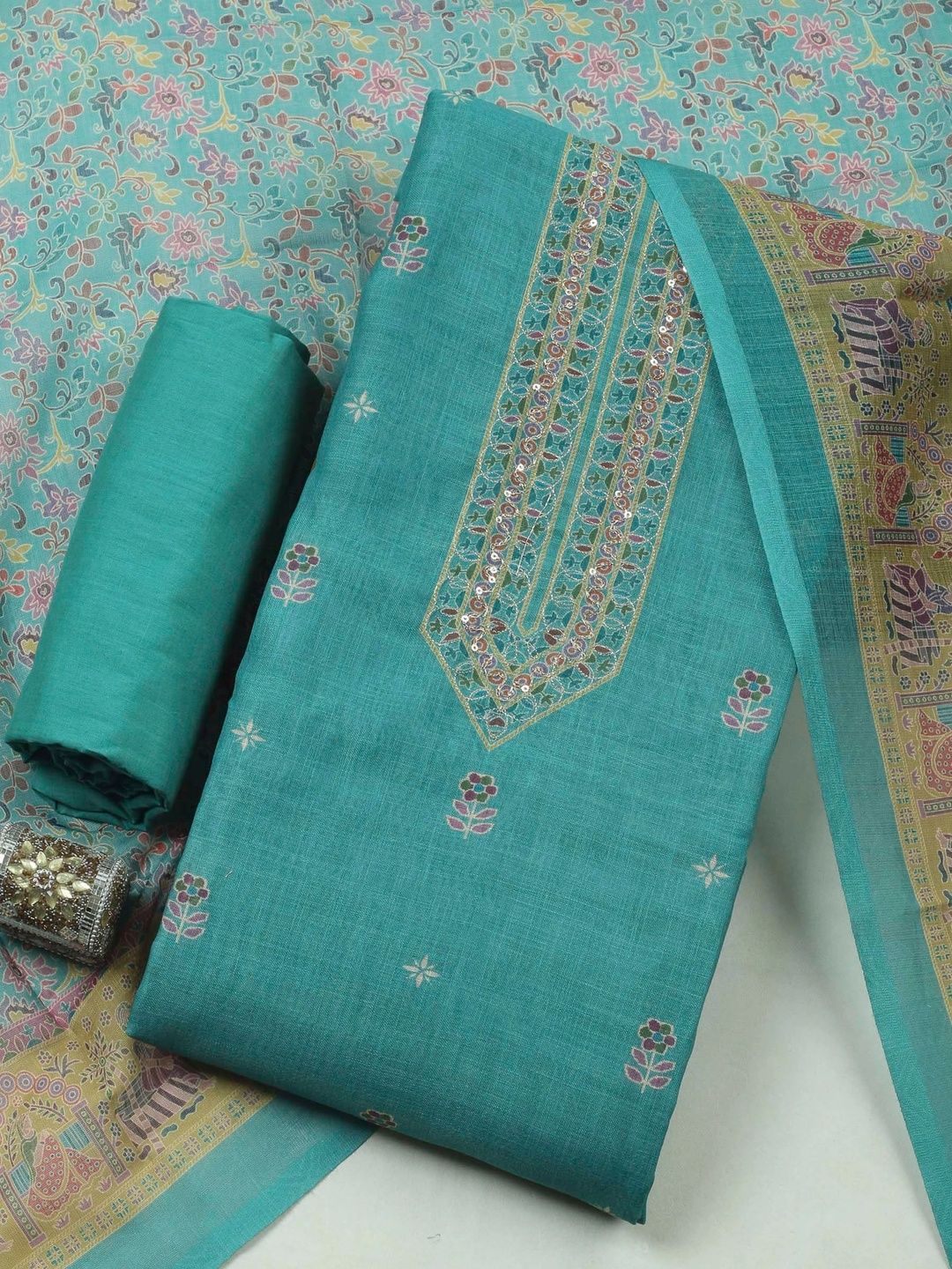 Meena Bazaar Printed Unstitched Dress Material