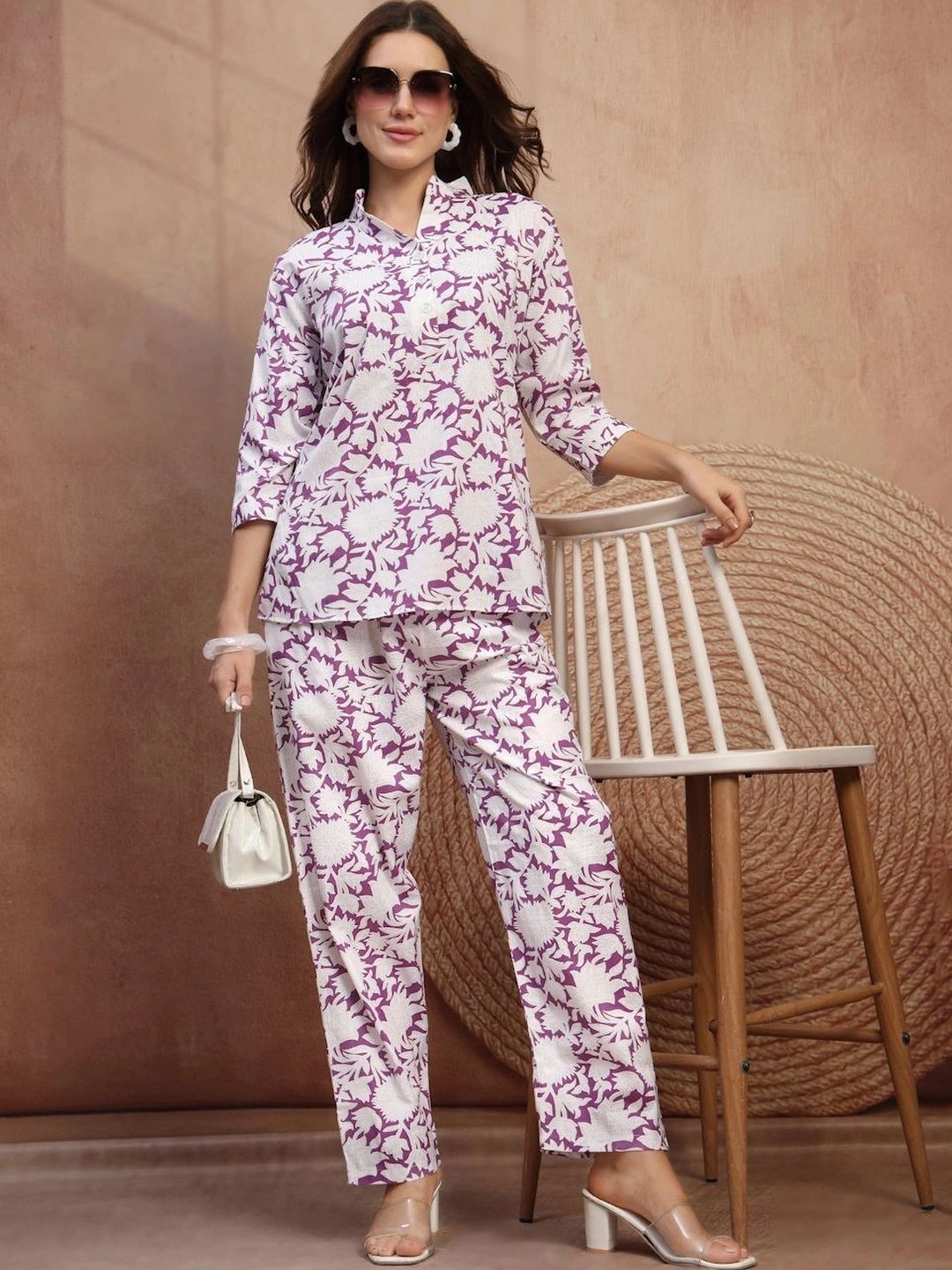 FABINALIV Printed Top with Trousers