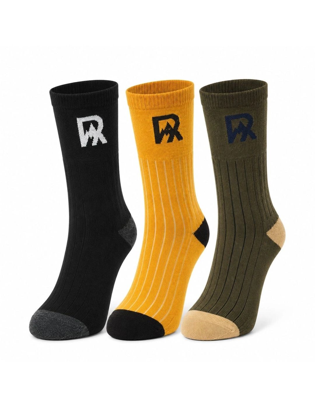 Roadster Men Pack of 3 Cotton Blend Assorted Striped Calf Length Socks