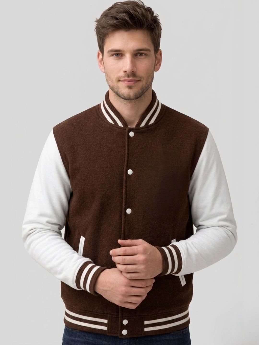 Besick Men Colourblocked Varsity Jacket