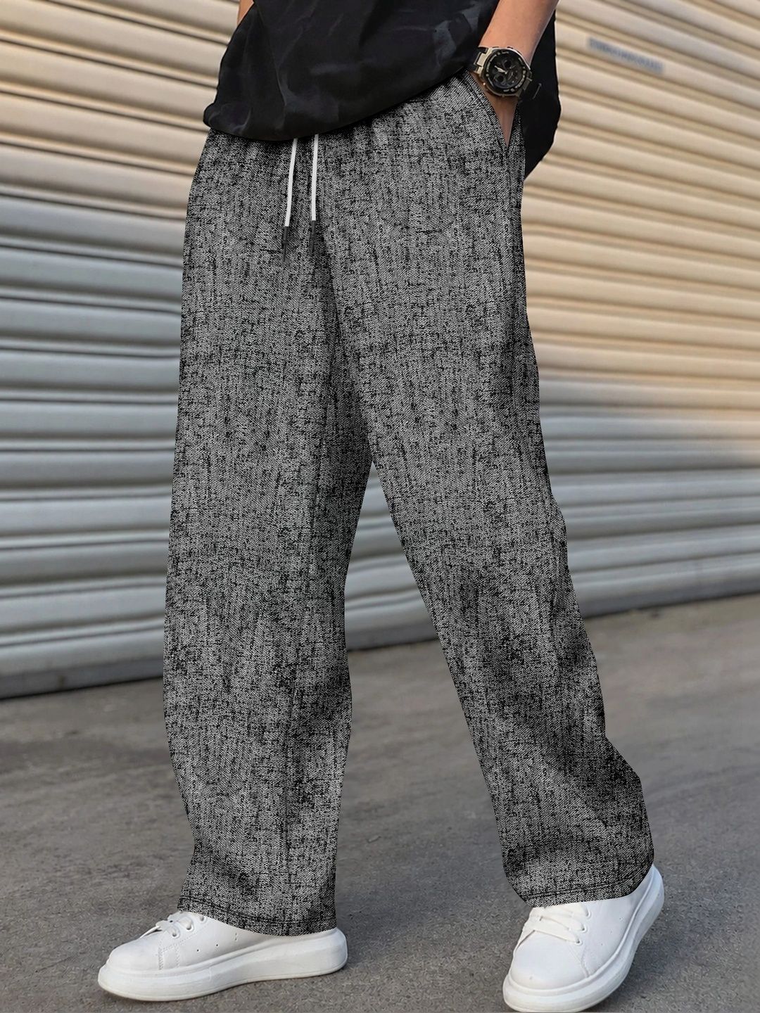 KAJARU Men Relaxed Fit Textured Training Track Pants