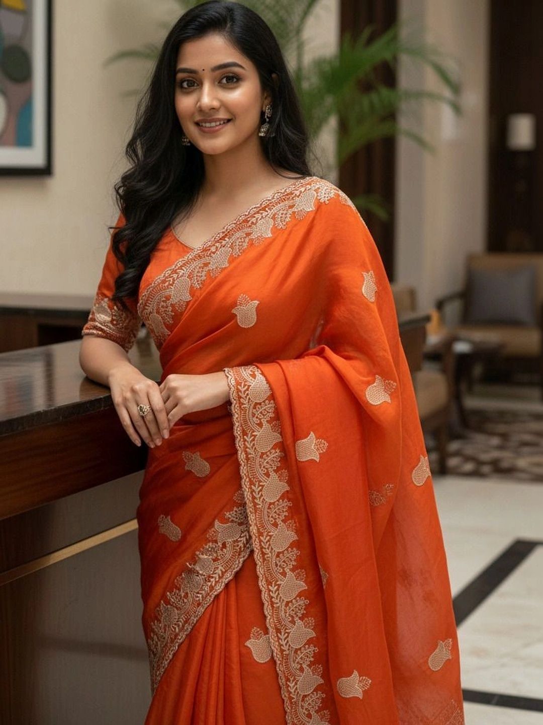 Sadika Sadika Women Embroidered Art Silk Saree