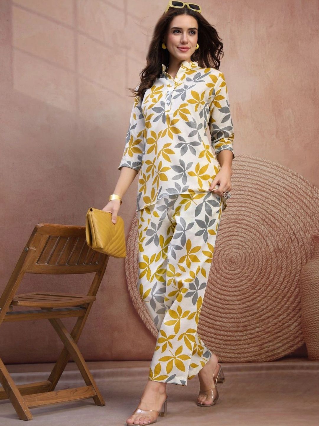 FABINALIV Printed Top with Trousers