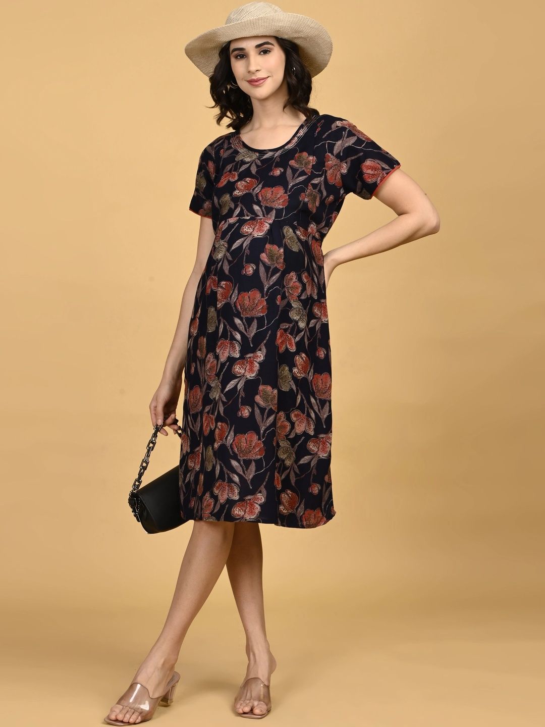 Minelli Floral Print Maternity A-Line Dress