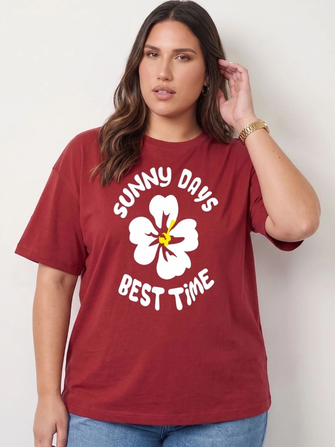 Toodle Plus Plus Size Women Floral Printed T-shirt