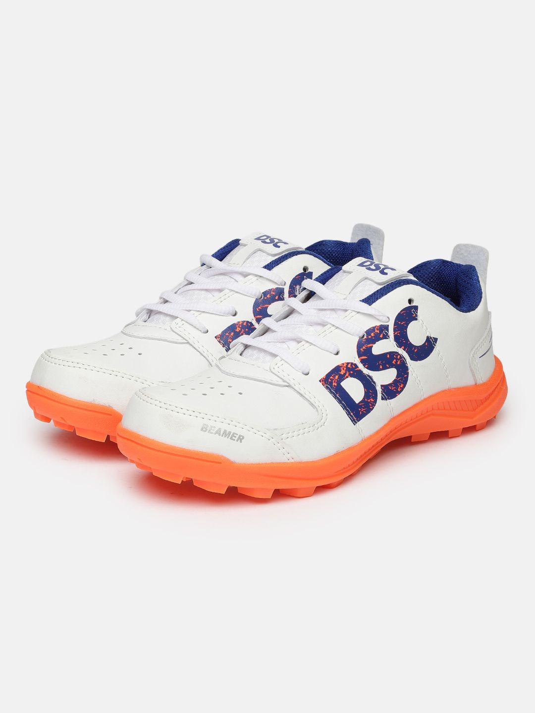 DSC Men Beamer White Lace-up Cricket Shoes
