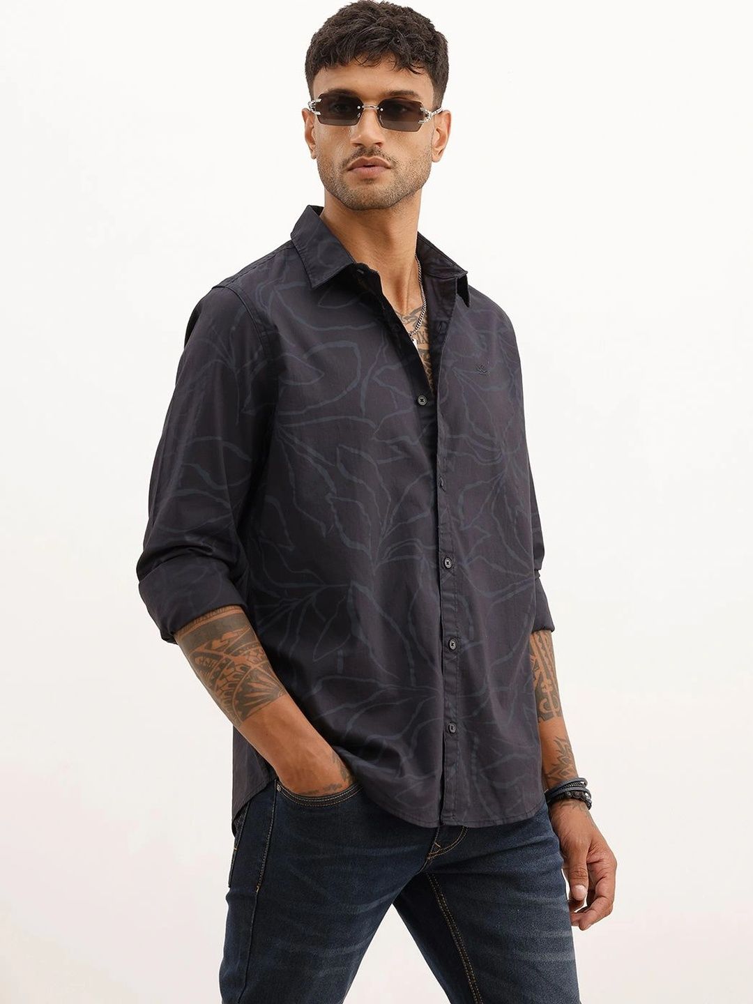 WROGN Men Slim Fit Printed Casual Shirt