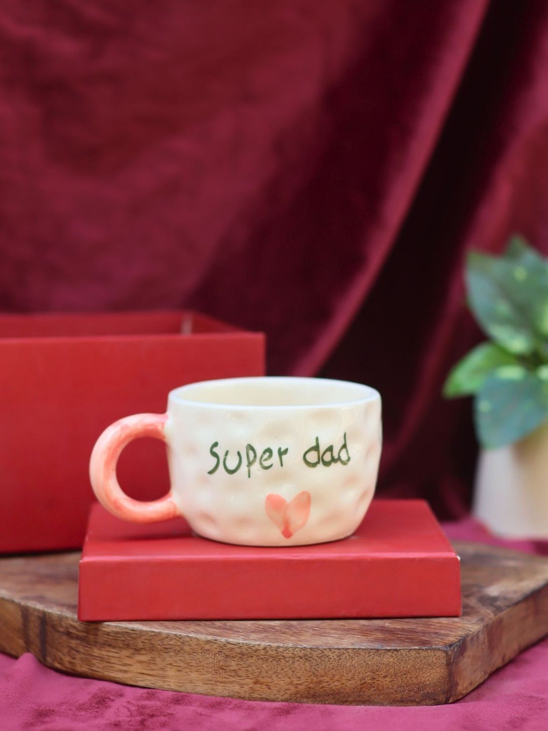 WEAVING HOMES White & Pink Handcrafted and Hand Painted Printed Ceramic Glossy Mugs Set of Cups and Mugs