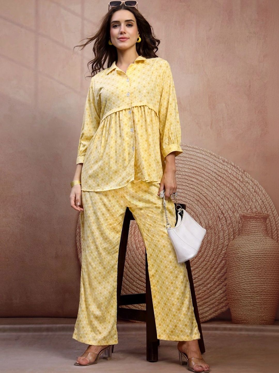 FABINALIV Printed Shirt with Trousers