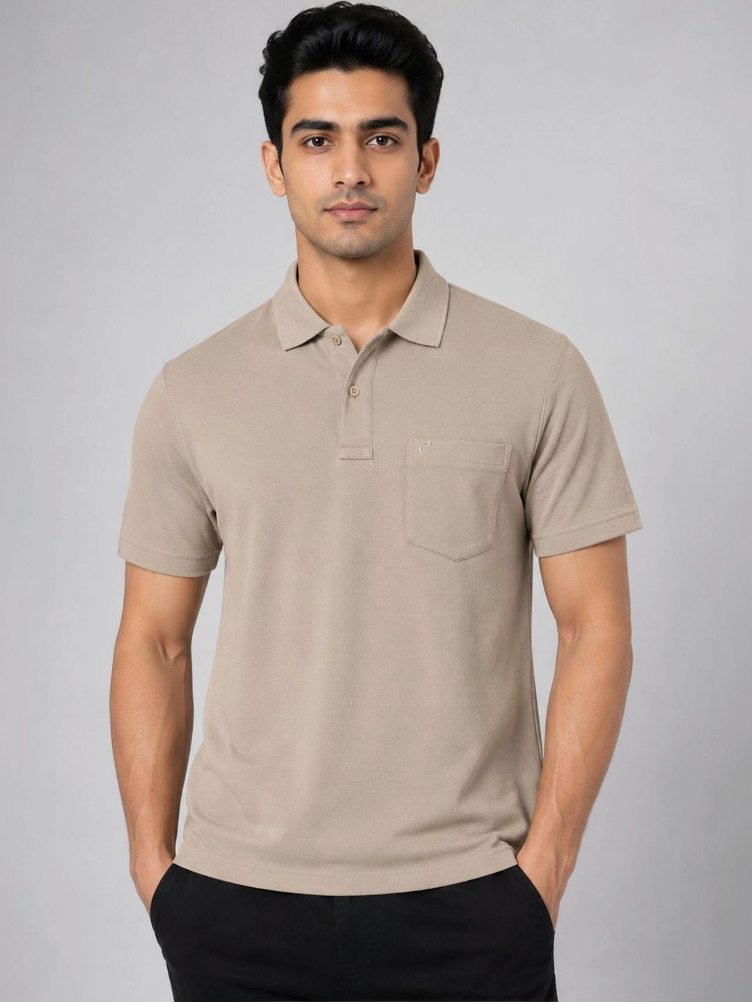Camey Men Polo Collar Pockets T-shirt