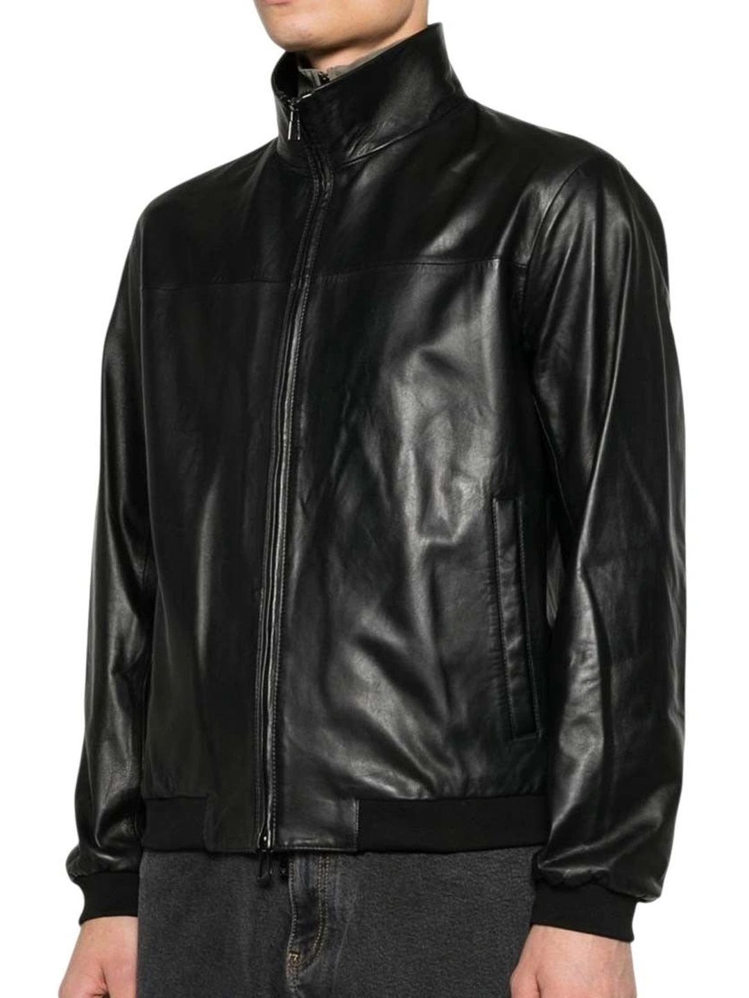 Emporio Armani Black Solid Regular Jacket