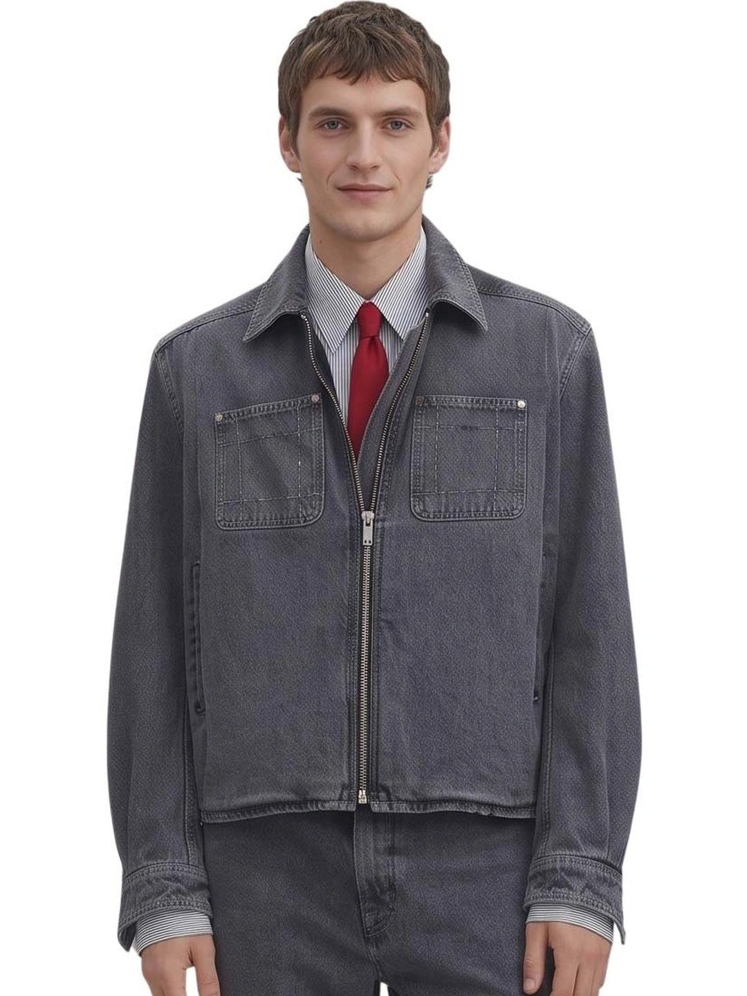 Ferrari Grey Shirt Collar Jacket