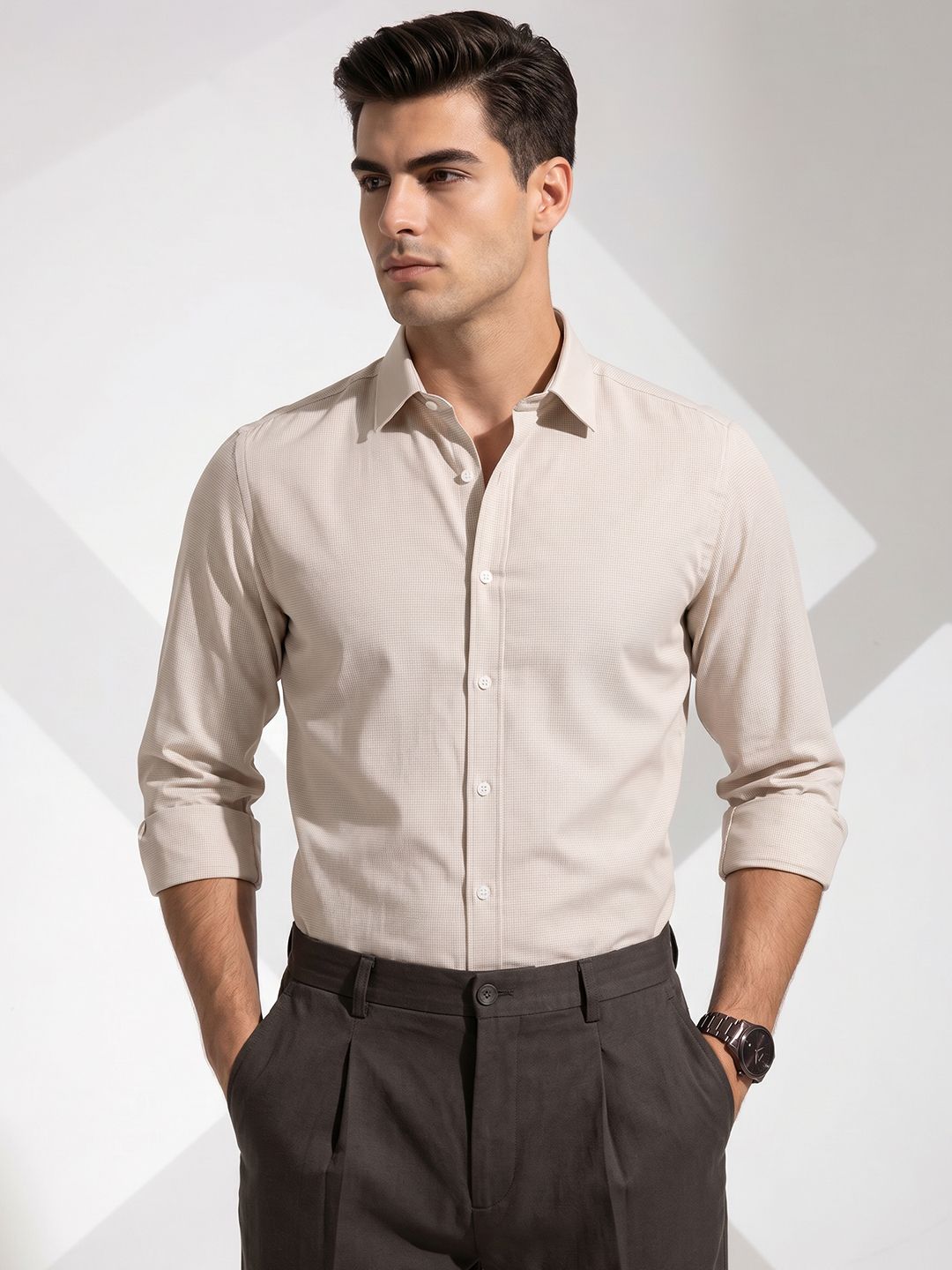 INVICTUS INVICTUS Slim Fit Self Design Formal Shirt