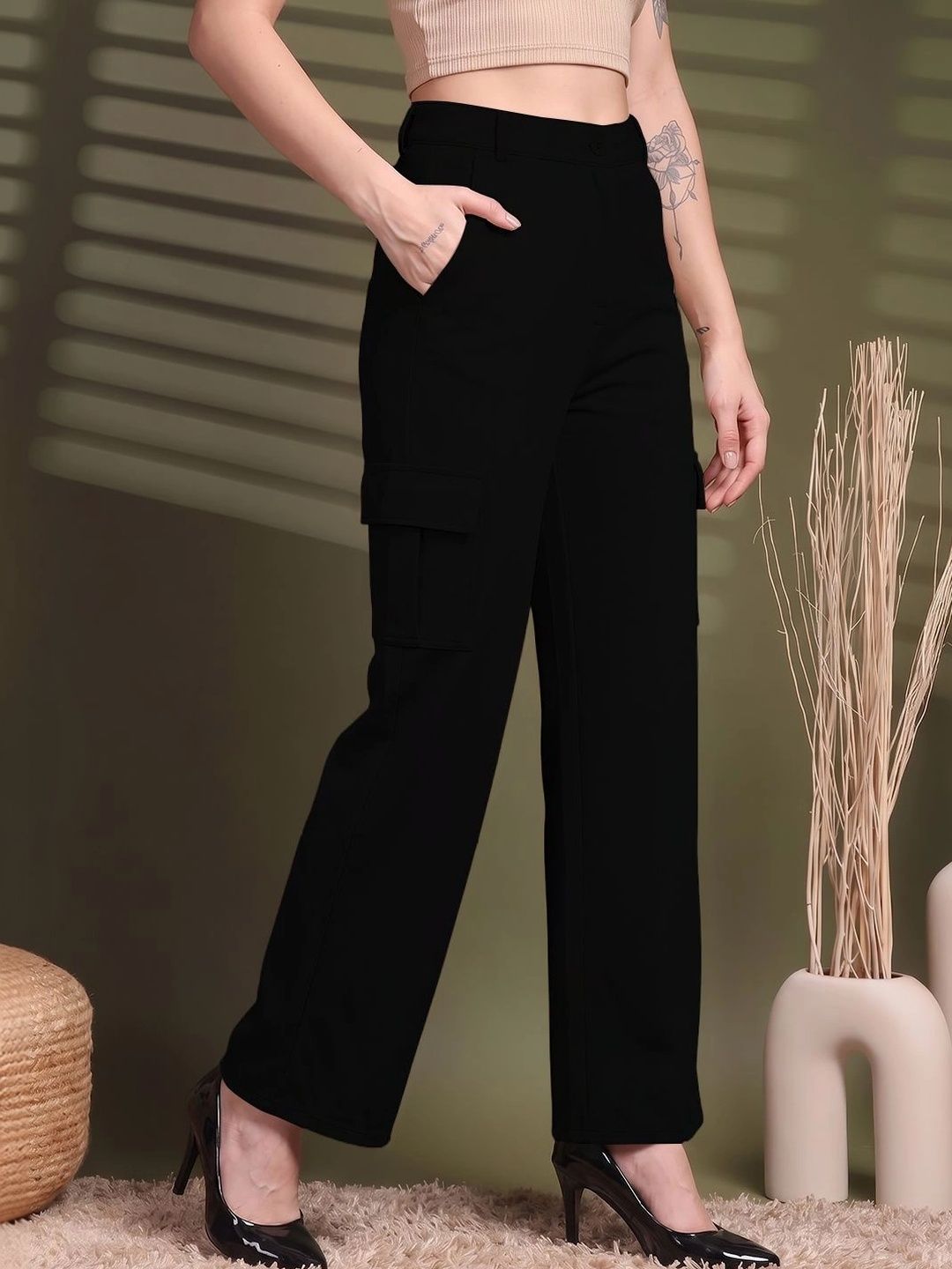 Maheshvi Women Straight Fit High-Rise Trousers