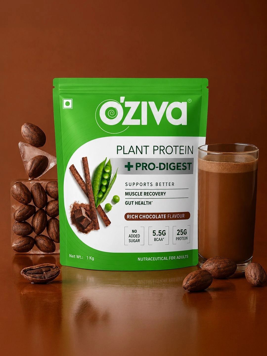 OZiva OZiva Bioactive Plant Protein - 1Kg - Rich Chocolate