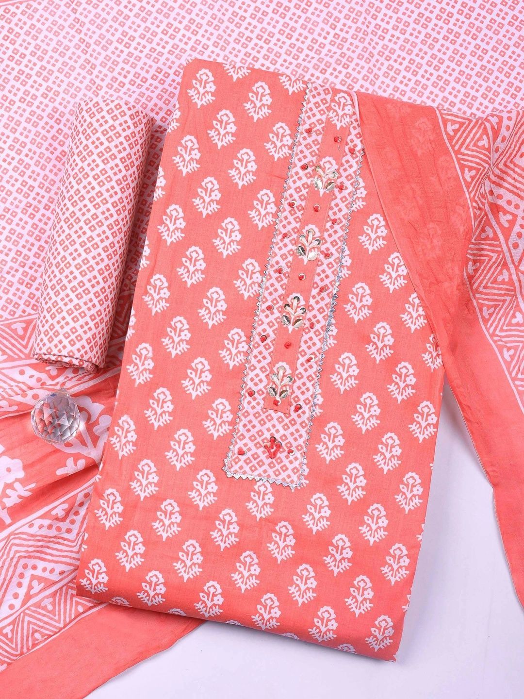 Meena Bazaar Printed Unstitched Dress Material