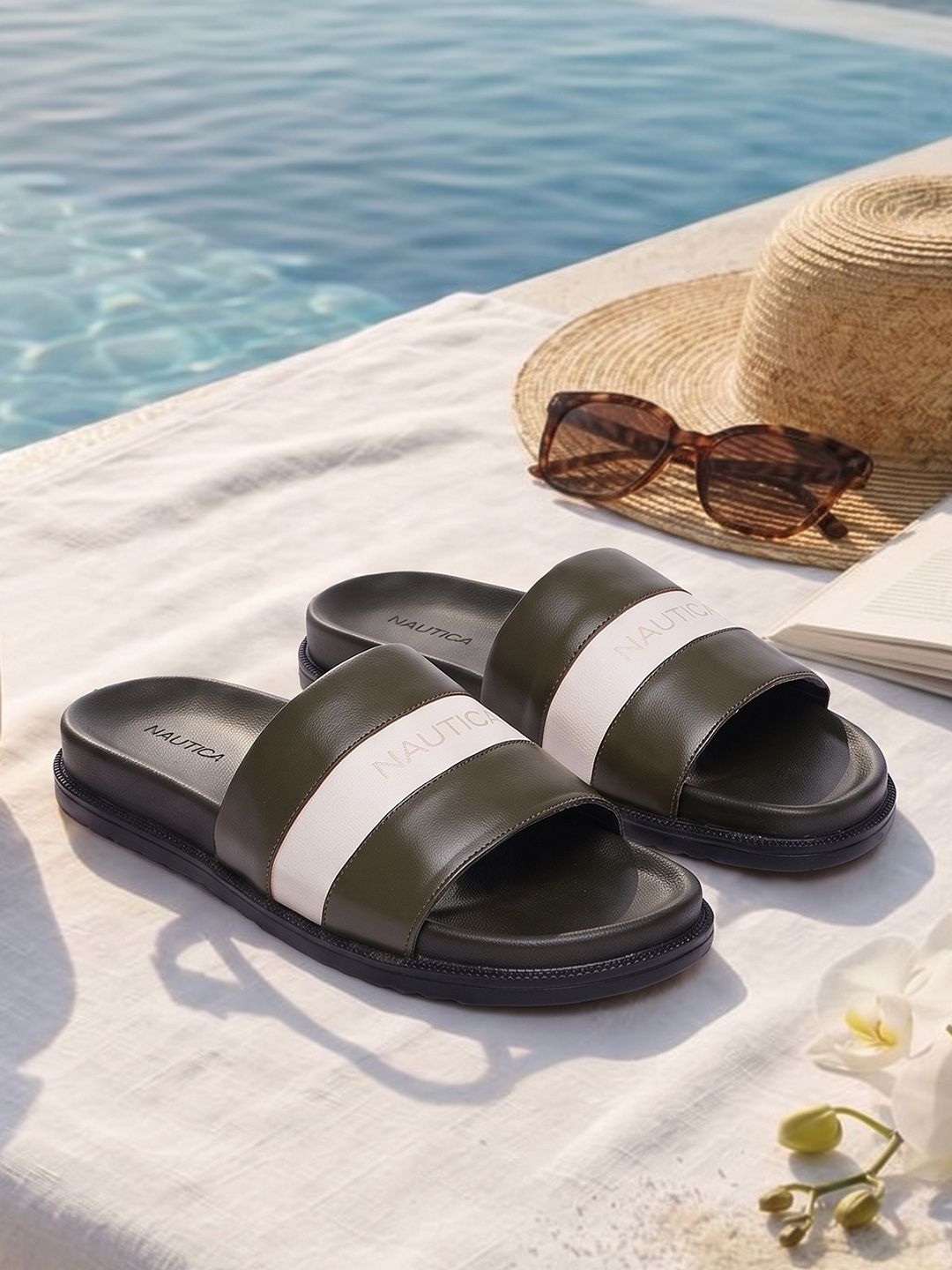 Nautica Men Leather Comfort Sandals