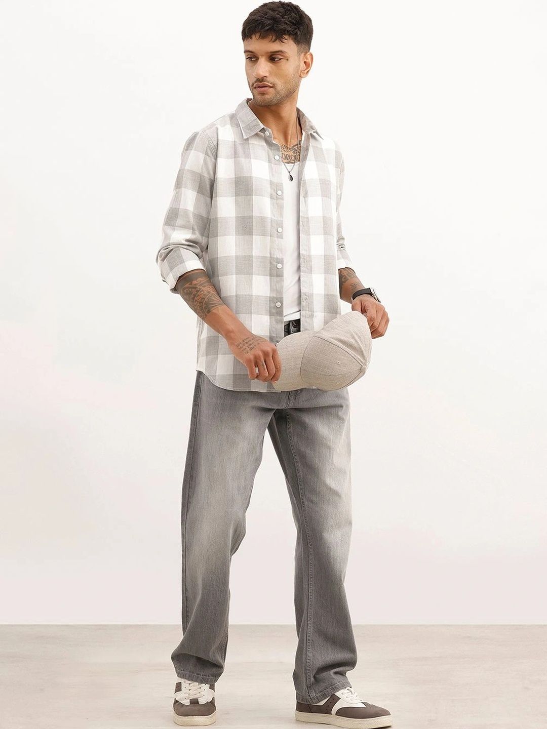 WROGN Men Slim Fit Buffalo Checks Checked Casual Shirt