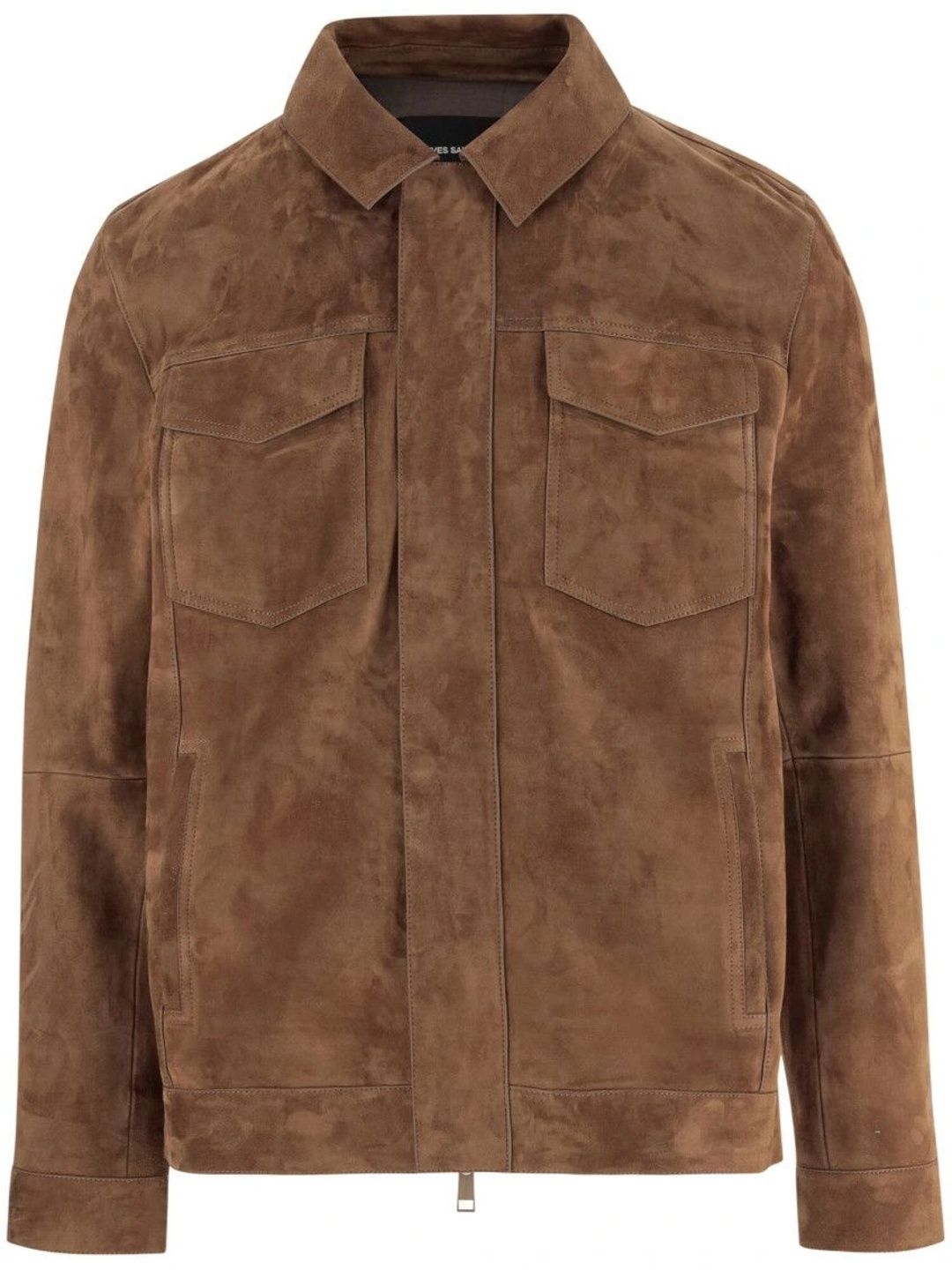 Yves Salomon Brown Shirt Collar Jacket