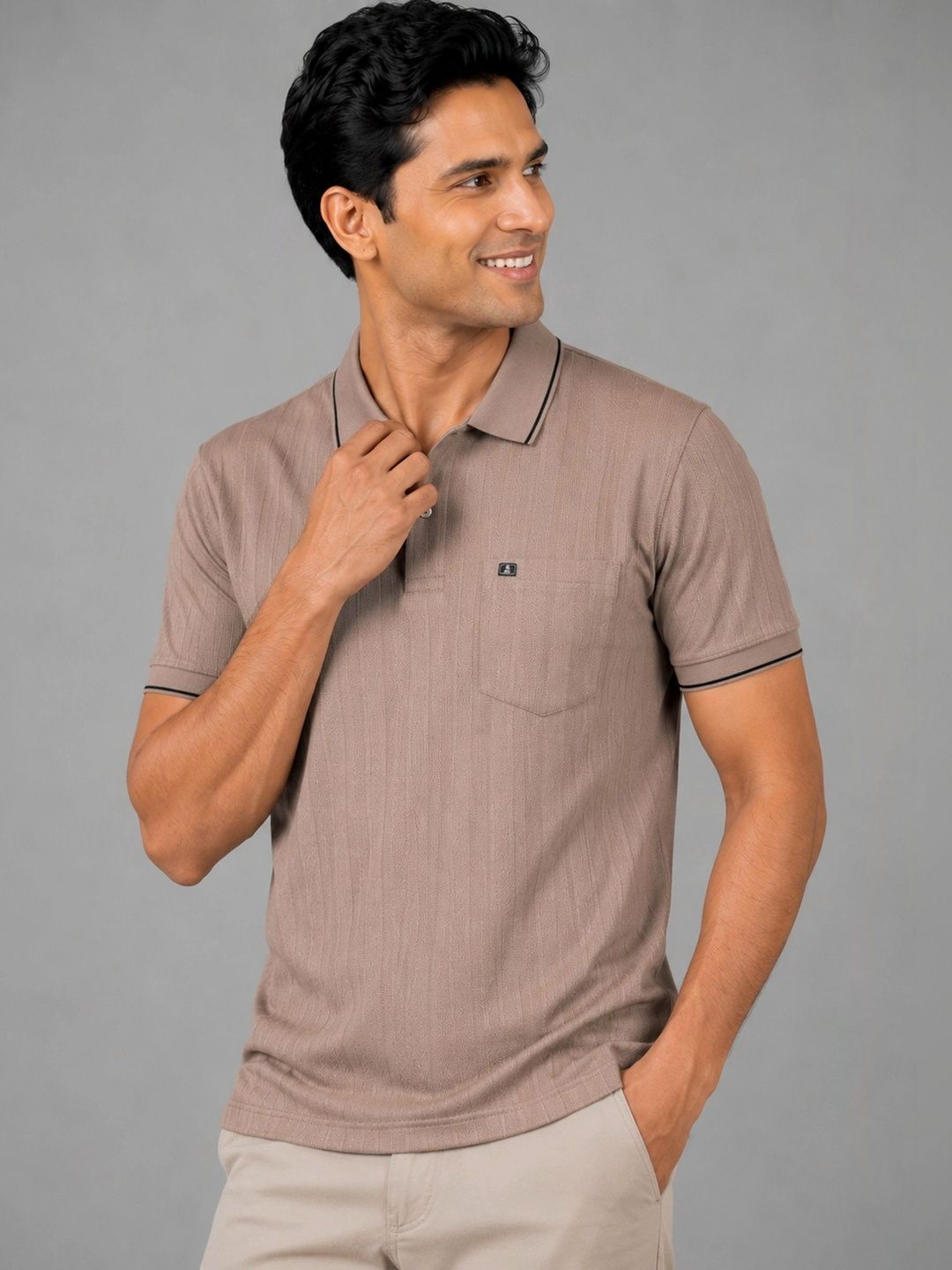 Monk Mode Men Polo Collar Pockets T-shirt