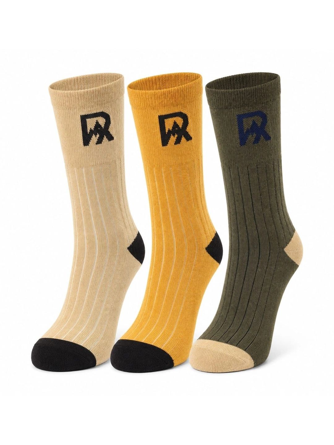 Roadster Men Pack of 3 Cotton Blend Assorted Striped Calf Length Socks