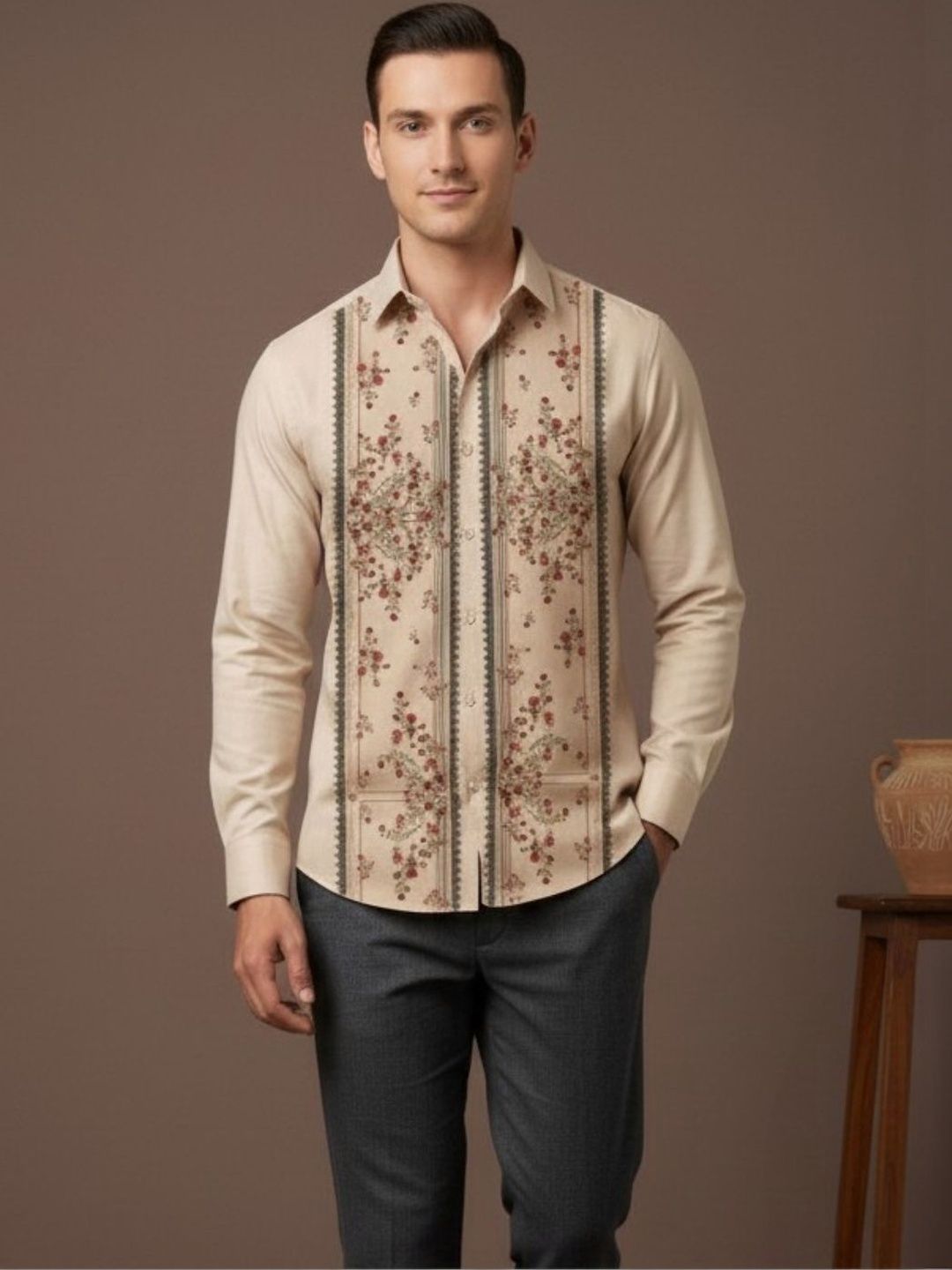 DEVOILER Men Standard Floral Printed Casual Shirt