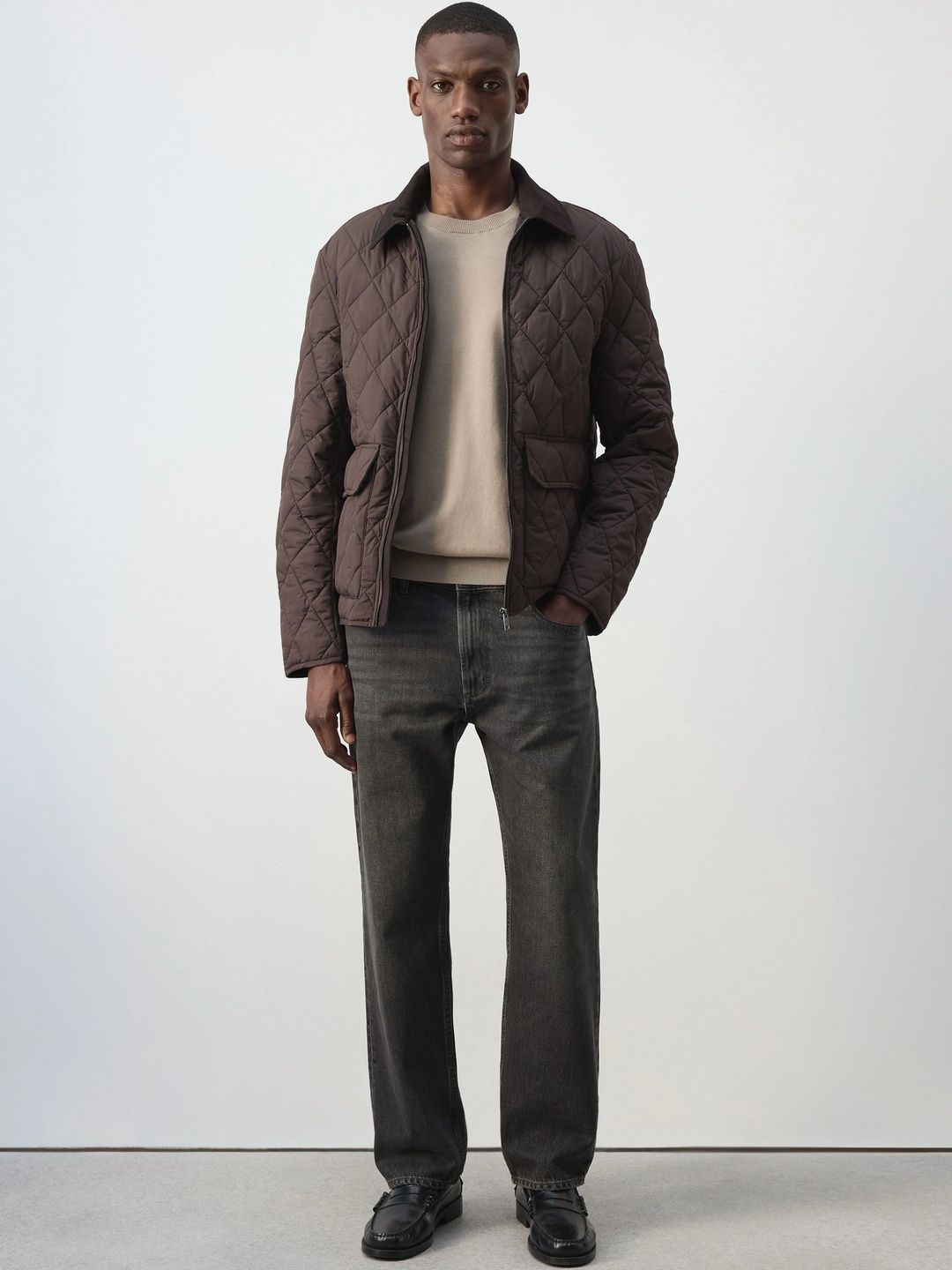 MANGO MAN Spread Collar Quilted Jacket