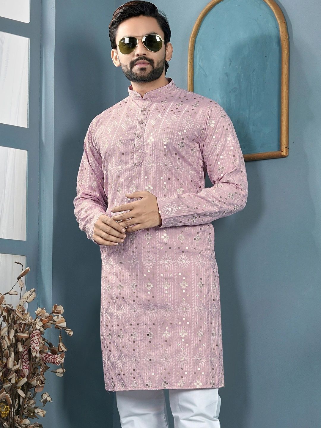 CELLUX Men Ethnic Motifs Embellished Thread Work Kurta