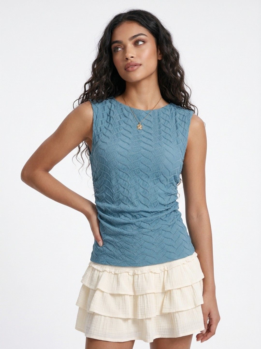 glitchez glitchez Self Design Gathers Fitted Top