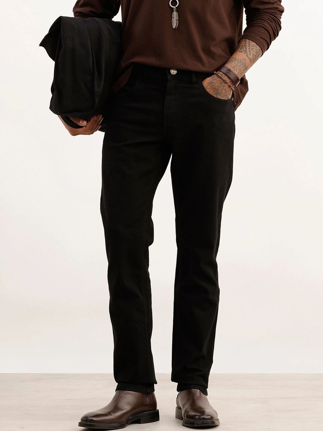WROGN Men Slim Fit High-Rise Light Fade Stretchable Jeans