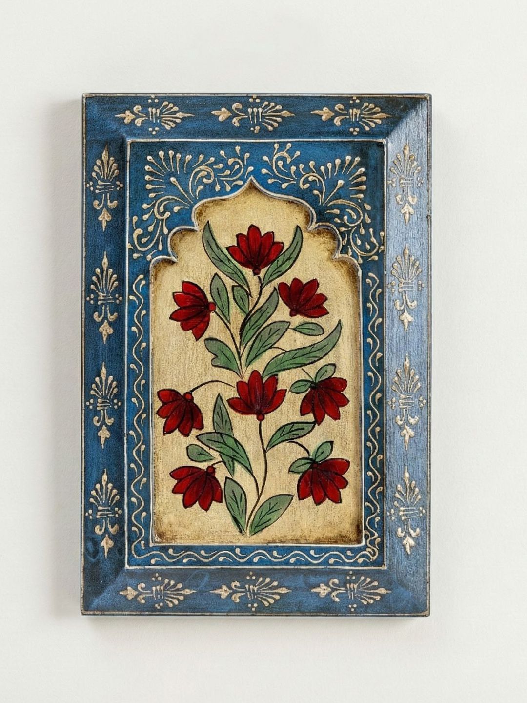 Atrangi Studio Atrangi Studio Blue Floral Handpainted Wooden Wall Frames (12 X 8 In, Set of 1)