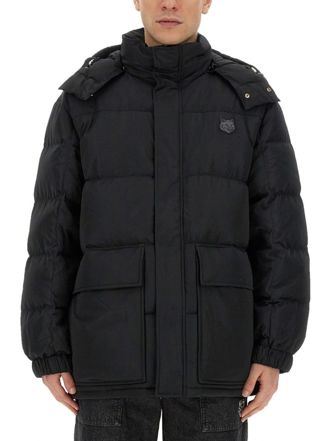 Maison Kitsune Black Logo Quilted Jacket