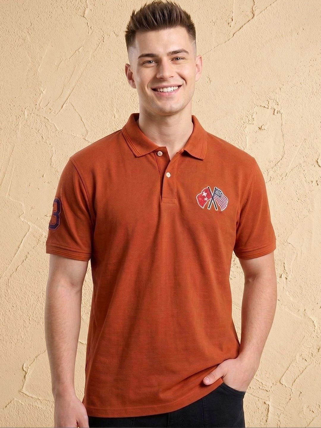AIN6 Men Brand Logo Polo Collar T-shirt
