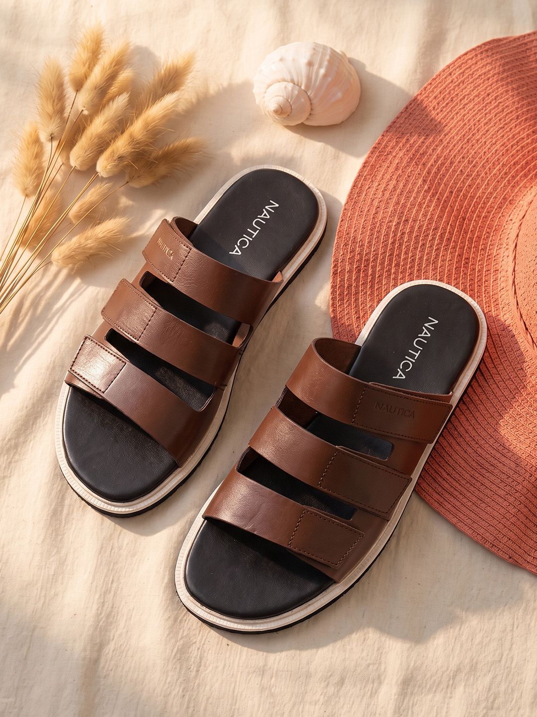 Nautica Men Leather Comfort Sandals
