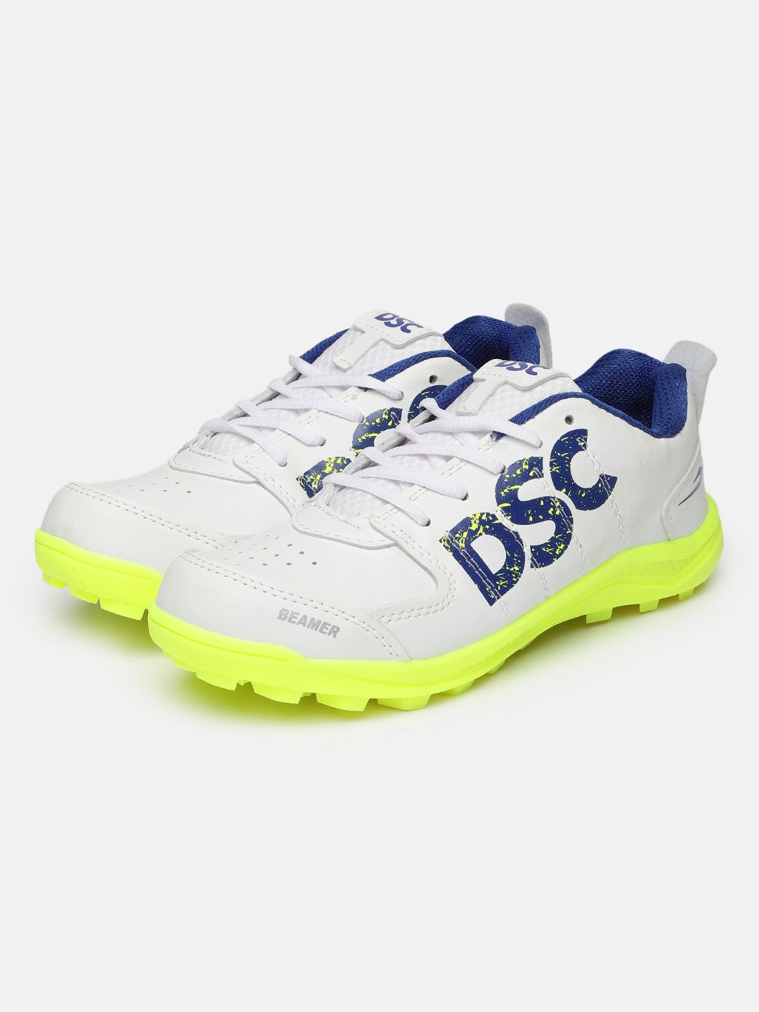 DSC Men Beamer Fluro White Lace-Up Cricket Shoes