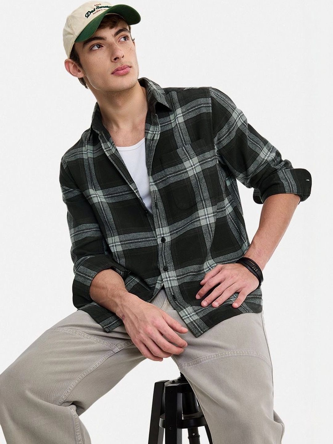 Snitch Men Tartan Checks Checked Casual Shirt