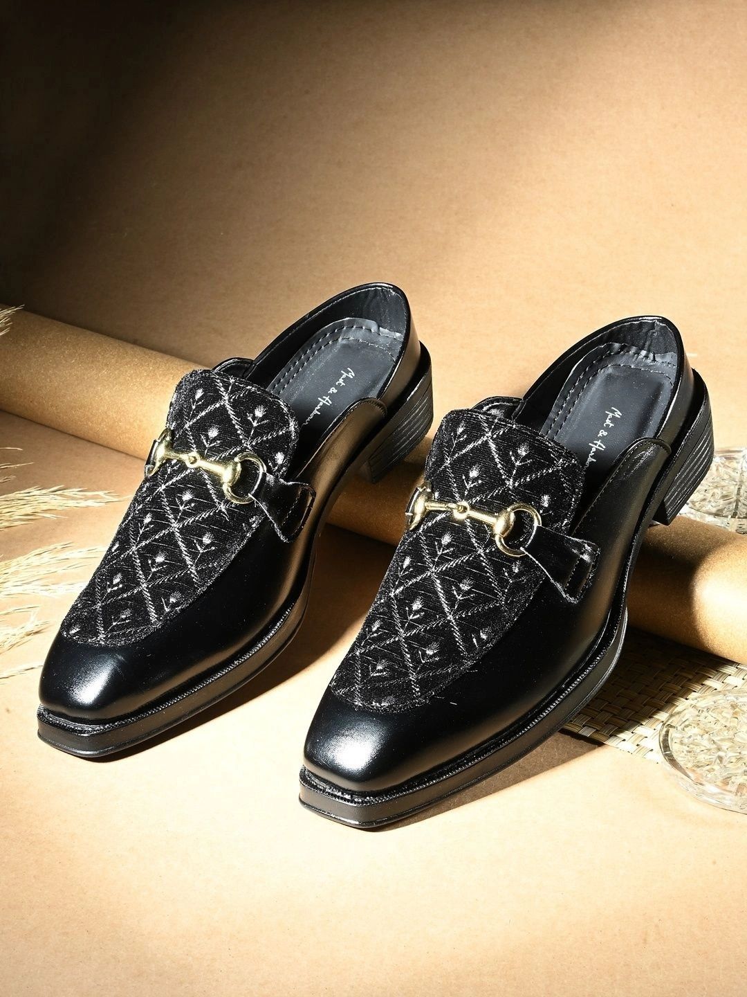 Mast & Harbour Men Textured Synthetic Leather Pointed Toe Slip-On Formal Loafers Shoes
