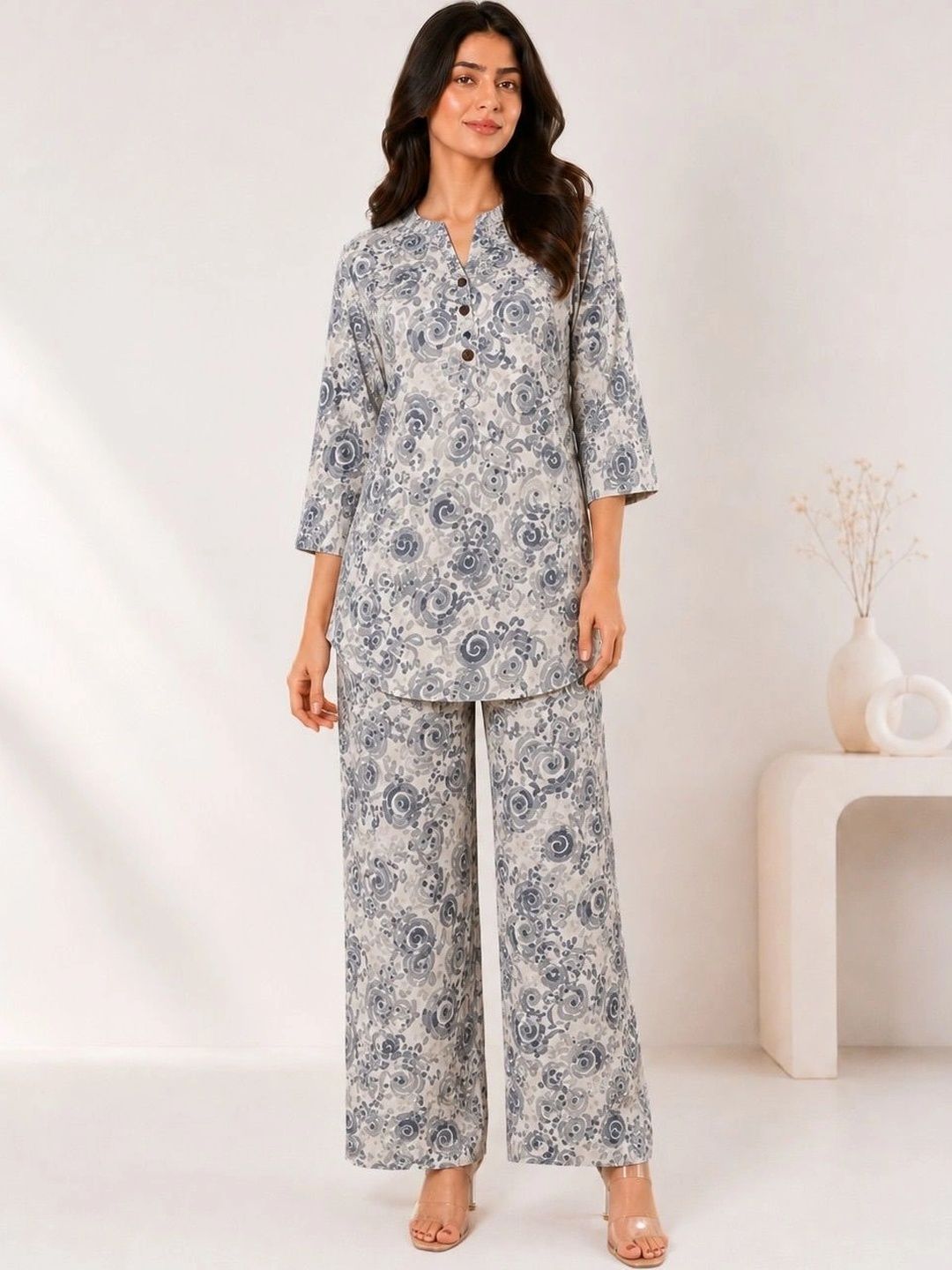 Desimo Floral Printed Tunic with Palazzos