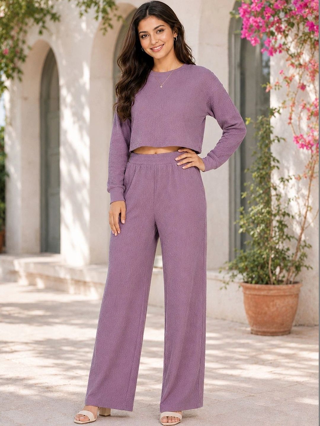 Merira Self Design Sweater with Trousers