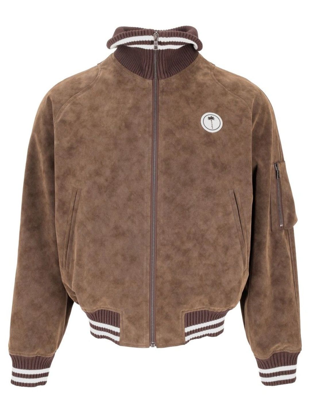 Palm Angels Brown Mock Collar Jacket