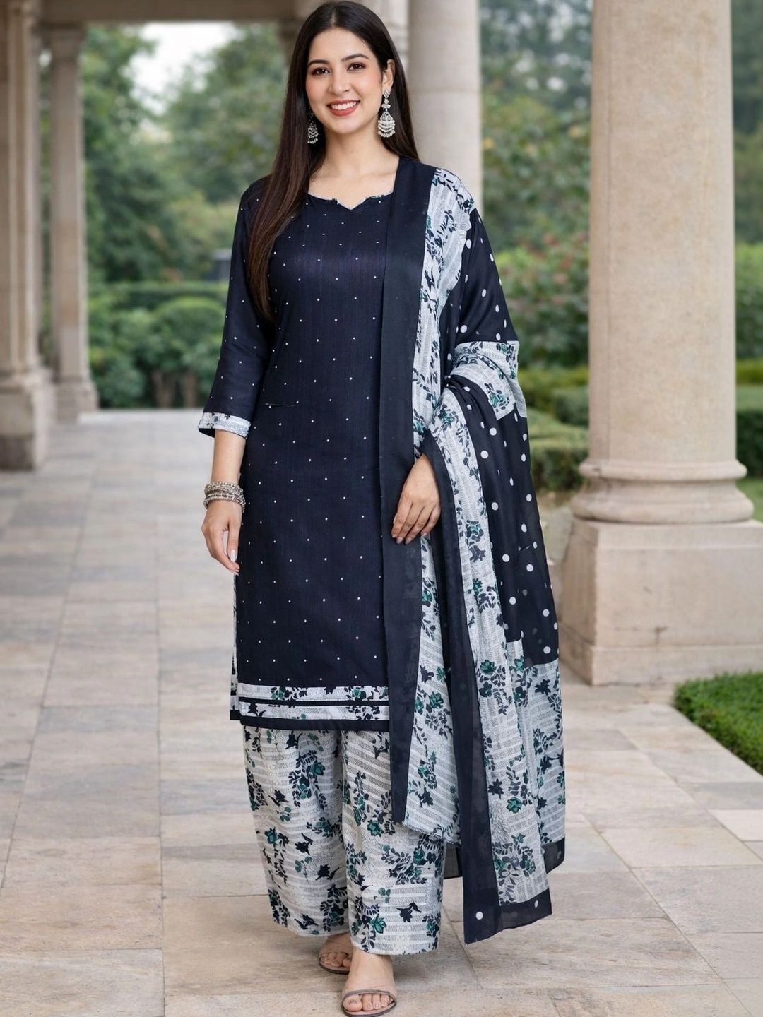 Merira Women Ethnic Motifs Printed Regular Kurta with Palazzos & With Dupatta