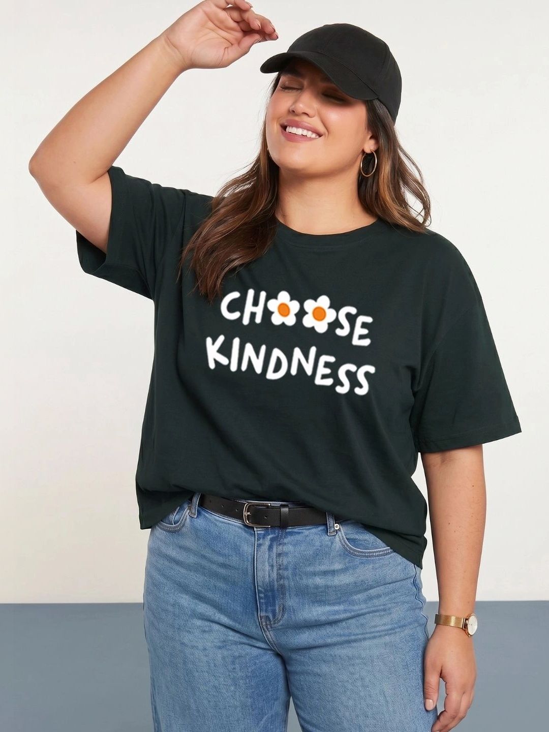 Toodle Plus Plus Size Women Typography Printed T-shirt