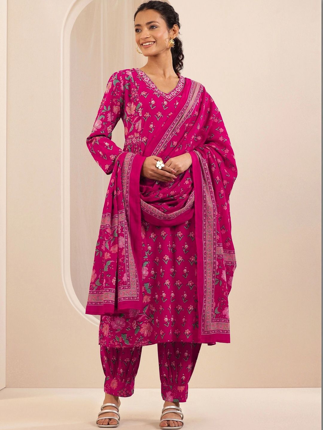 Libas Libas Women Floral Printed Panelled Kurta with Salwar & Dupatta