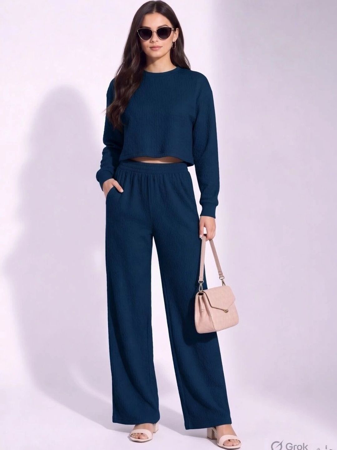 Merira Self Design Sweater with Palazzos