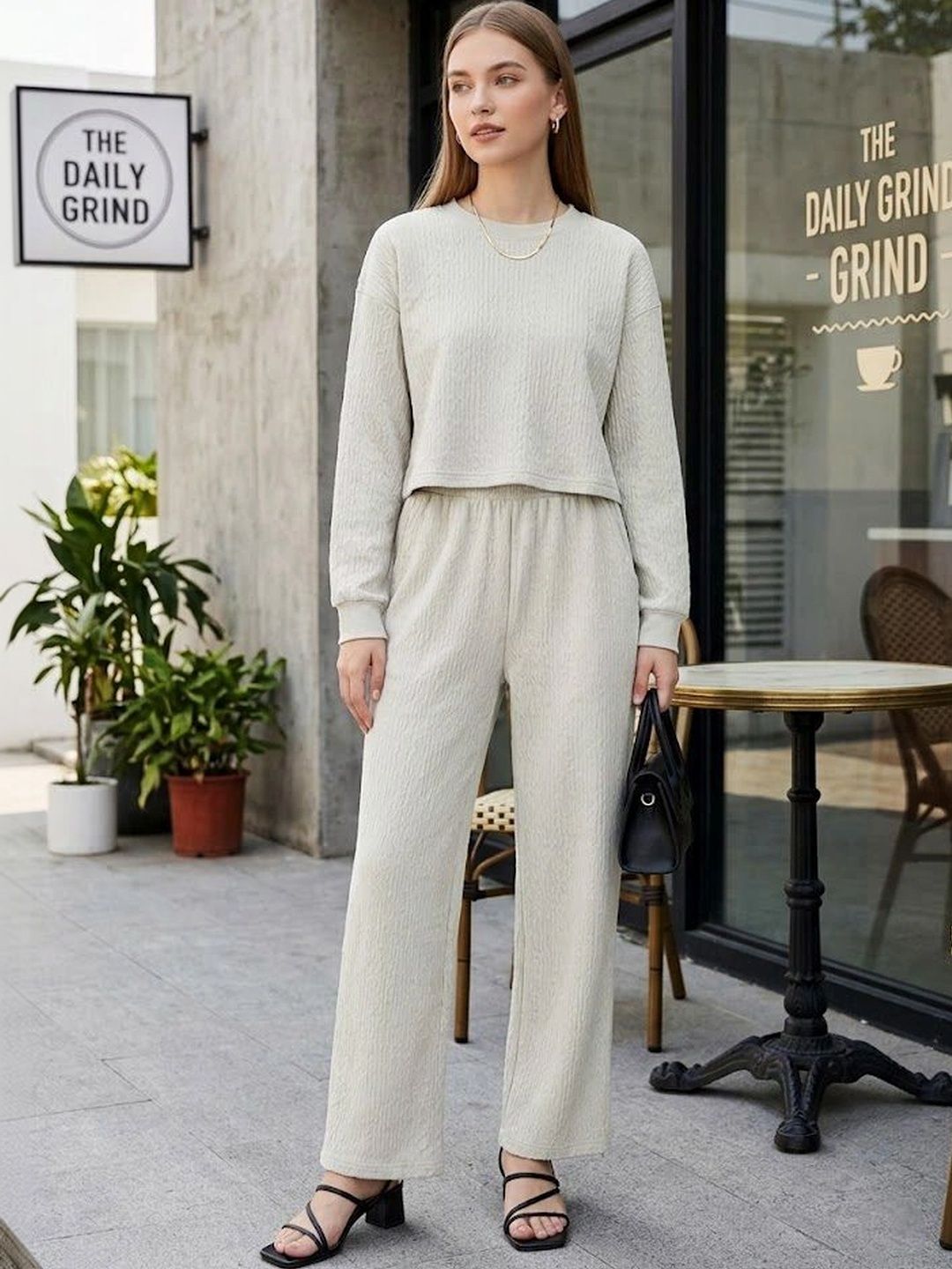 Merira Self Design Sweater with Trousers