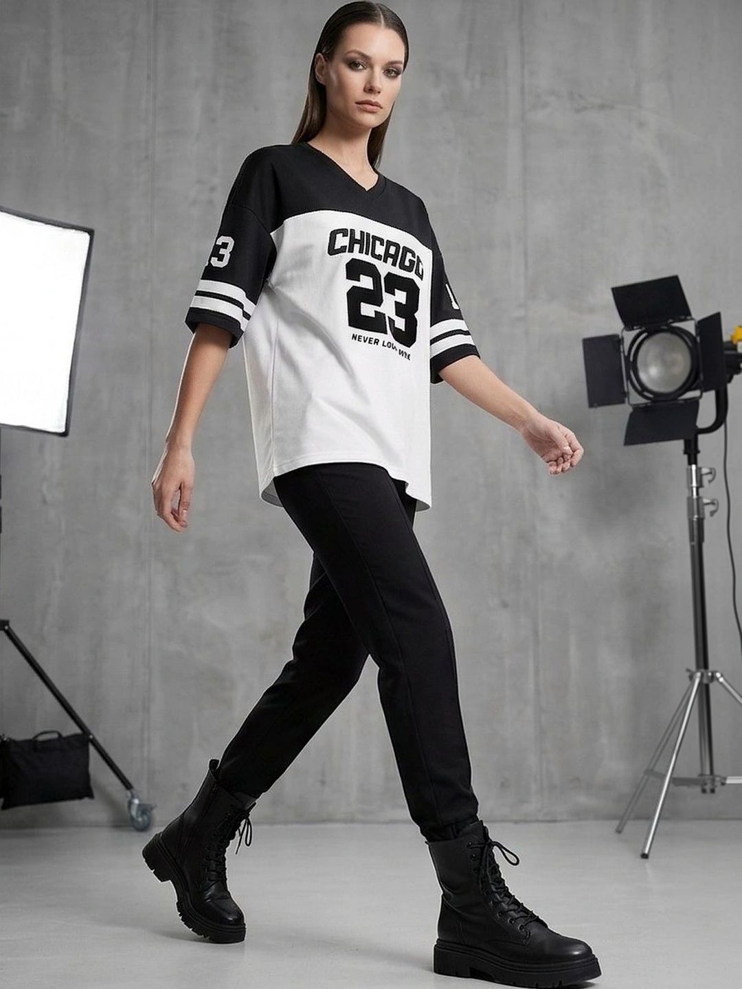 Bounce Back Apparels Bounce Back Apparels Women Typography Colourblocked V-Neck T-shirt