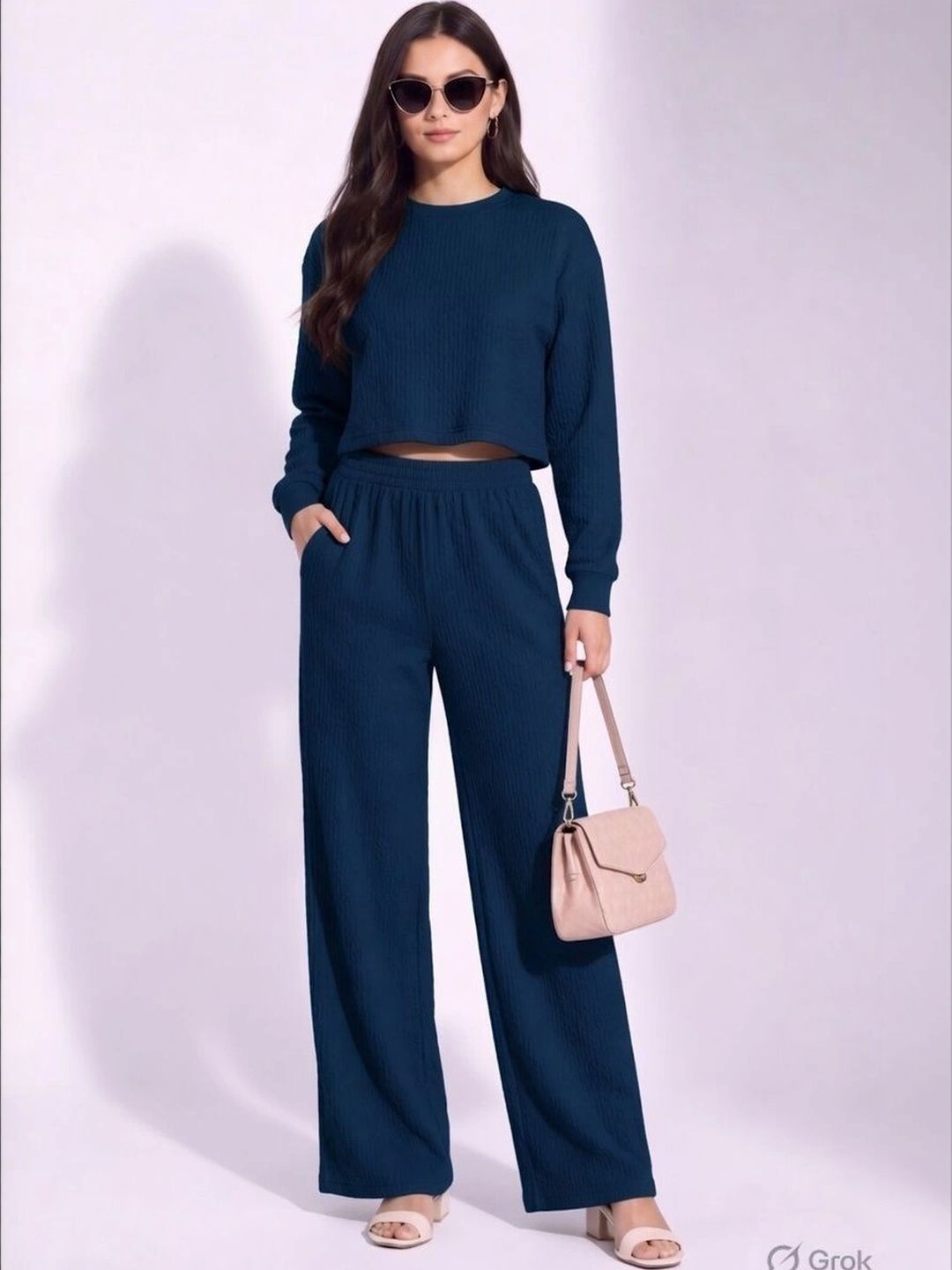 Merira Self Design Sweater with Palazzos