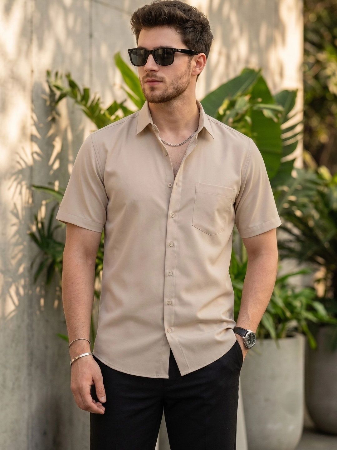 DEVOILER Men Standard Casual Shirt