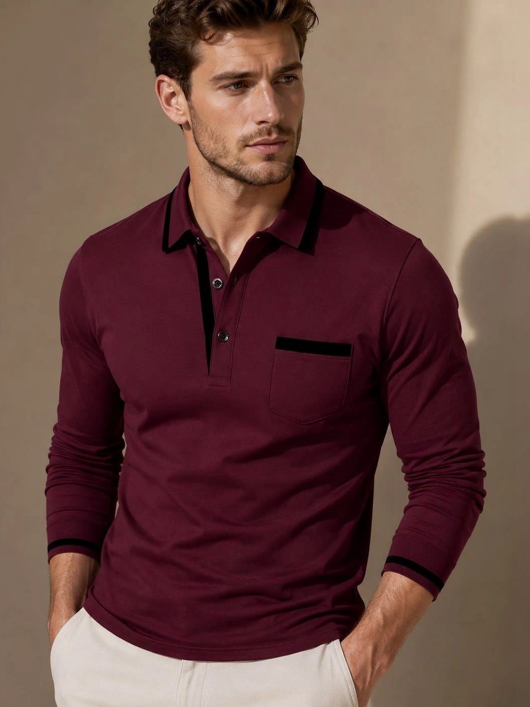 Moda Rapido Men Polo Collar Pockets T-shirt